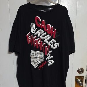 Mizkeen Men's Graphic T-Shirt Black "Cash Rules" Streetwear Sz 4XL EUC